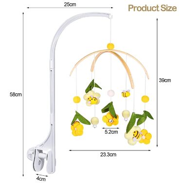 Unaibber 58 cm Baby Mobile White-Yellow