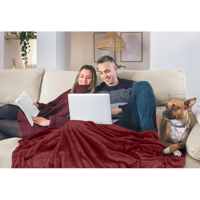 Плед Utopia Bedding: м'який флісовий плед, теплий зимовий плед для ліжка, дивана та крісла (Бургунді, 200x150 см)