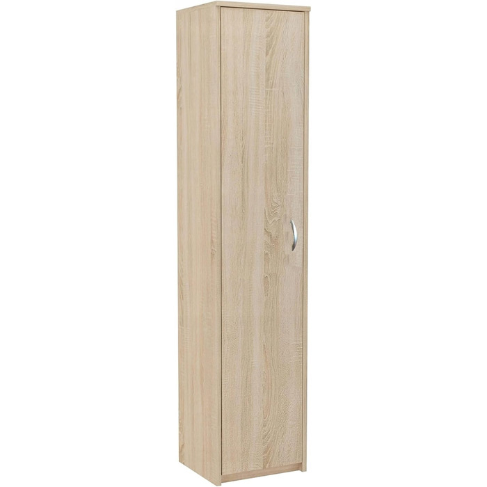 Bookshelf Wardrobe Shelf White 40cm wide 180cm high Cabinet Organizer Multi-purpose Cabinet with 4 adjustable shelves Filing cabinet Shelf Wall narrow Wood for bedroom Hallway Basement Office (Natural)