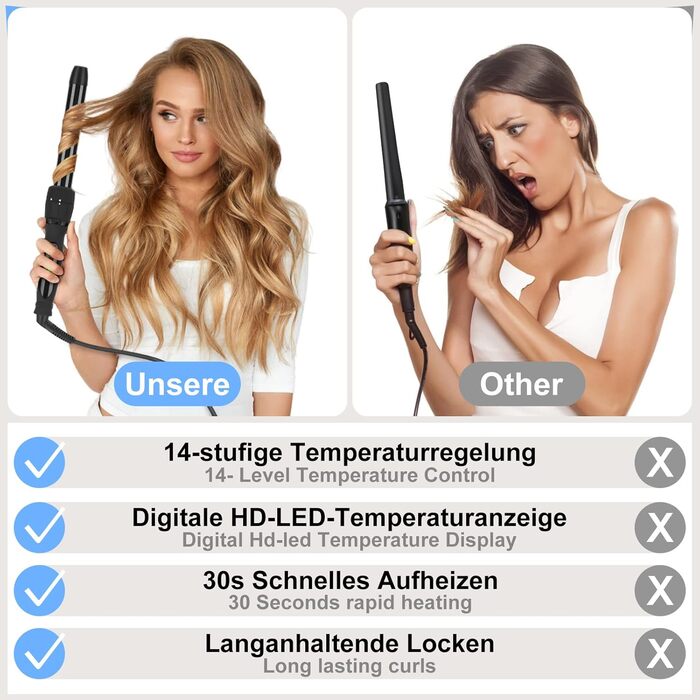 Професійний локон для волосся Parwin Pro Beauty Lockenstab 7-в-1, керамічний, LCD-дисплей, 100-230°C