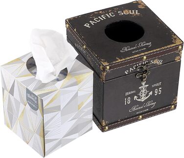 BTSKY Wooden + PU Retro Household Office Tissue Box Holder Cover Napkin Holder Elegant and Stylish Home Decor (Dark Brown)
