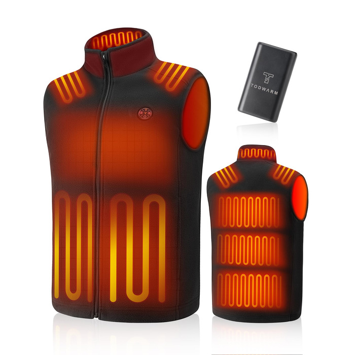 Обогреваемый жилет для мужчин из флиса с Powerbank, 15 зон обігріву, легкий, дихаючий, теплий жилет, чорний