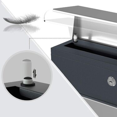 Поштовий ящик SONGMICS XXL, вуличний, з замком та відділенням для преси, антрацитово-сірий + сріблястий, GMB051G02