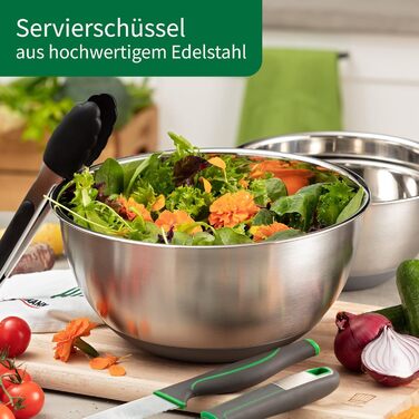 Нержавіюча чаша для кухні Fackelmann Chefkoch Bonn – 4.0 л з антиковзним дном, 1.25 л для салатів, тіста та іншого. Якісна, придатна для миття в посудомийній машині, діаметр 17.7 см, висота 8 см