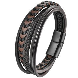 Чоловічий шкіряний браслет ручної роботи, коричнево-блакитний, 21 см, ідеальний подарунок на День батька, чоловічий аксесуар