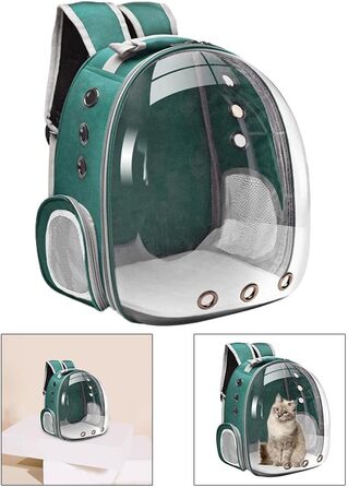 Рюкзак-переноска для кота MagiDeal Premium, велика прозора сумка для тварин, портативна, з вентиляцією, водонепроникна (зелений)