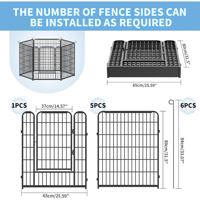 Забіг для цуценят Kuro Sagol 80 см - вольєр з автоматичним замиканням, для собак, котів, кроликів. Ідеально для саду та ігрової зони на відкритому повітрі. 6-секційний