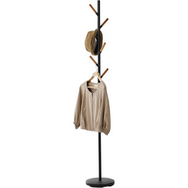 Yamazaki 2814 PLAIN Wardrobe, white, steel/wood, minimalist design, 28 x 28 x 177 cm (Black, Single)