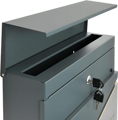 Поштова скринька Verda з газетницею, нержавіюча сталь, антрацит, 2 ключі - дизайнерська настінна скринька з прихованим замком