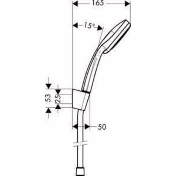 hansgrohe Croma 100 Showerhead including showerhead holder, 4 spray patterns, Chrome (Set with 1.60m shower hose)