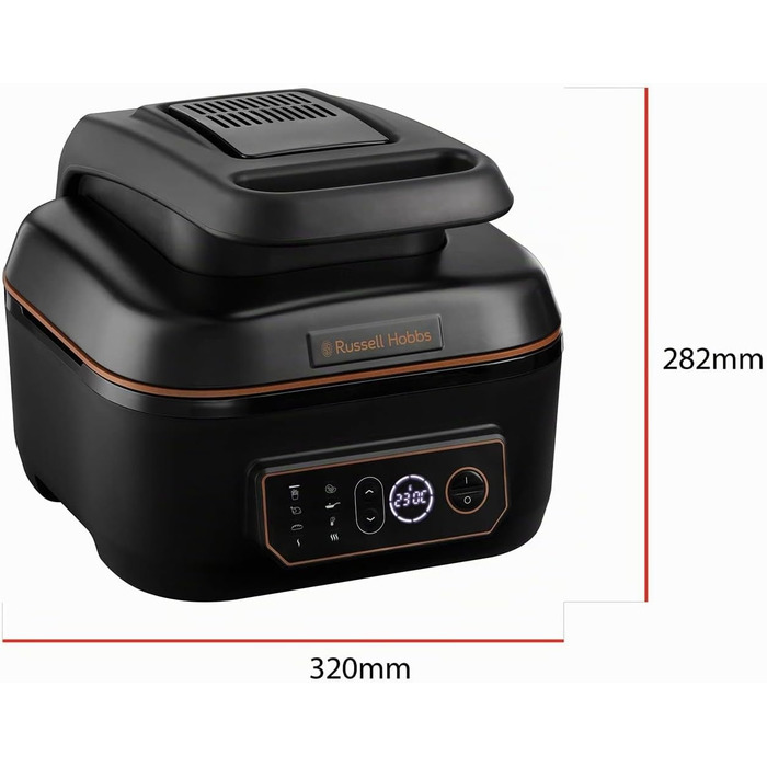 Фритюрниця електрична Russell Hobbs SatisFry XL 5.5 л з функцією Air Fryer, грилю та мультиварки - чорна