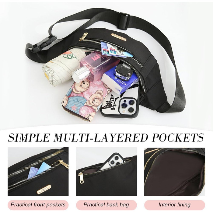 Гірчатка поясна водонепроникна для жінок та чоловіків, сумка через плече, сумка на груди, модний чорний/білий колір