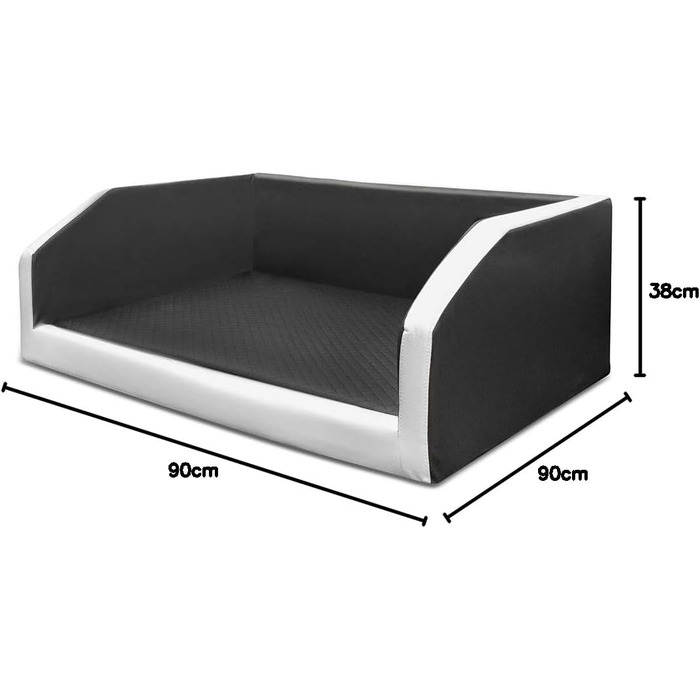 Преміум лежанка для собак Mayaadi-Home, 100 x 70 x 38 см. Лежанка для автомобіля, з захисною ковдрою, з штучної шкіри, для подорожей. Чорно-білий колір, розмір M.