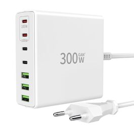 Зарядний пристрій FINIBO USB-C 300W 7 портів: швидка зарядка USB-C/USB-A для MacBook, iPad, Samsung (білий)