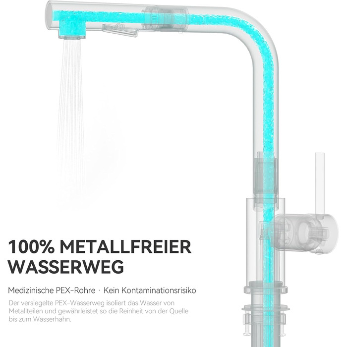 Змішувач кухонний CECIPA висувний з душем, нержавіюча сталь, 2 режими, 360° оберт, матовий чорний