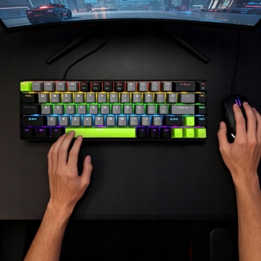 Ігрова механічна RGB-клавіатура 60% з тихими червоними перемикачами (Silent Red), USB-C