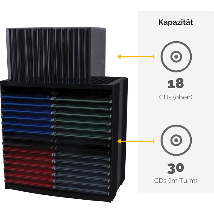 CD-стійка Fellowes з автодовідником, для 48 дисків, горизонтальна та вертикальна, чорна