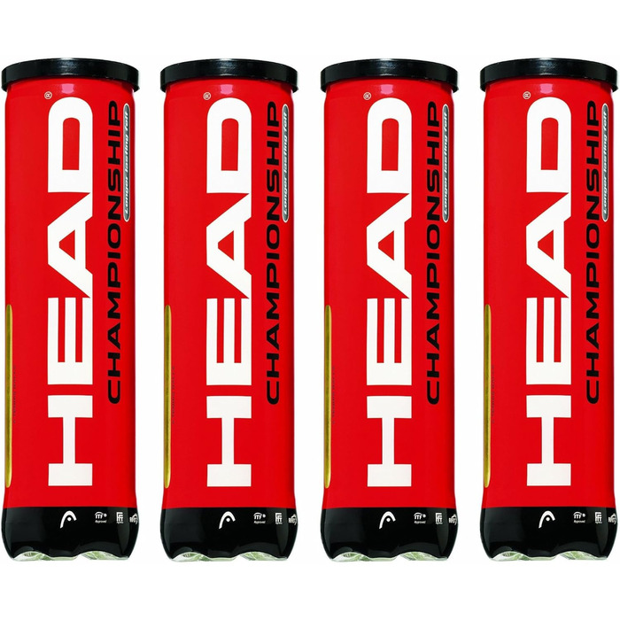 HEAD Championship Tennis Balls 4-Pack (16 Balls) - Yellow, 575004