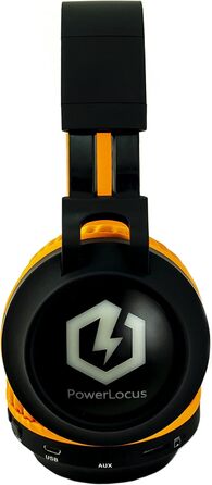 Дитячі навушники PowerLocus Bluetooth Over-Ear з LED-підсвіткою та обмеженням гучності 85dB. Бездротові та провідні, з мікрофоном для телефону, планшета, ПК, ТВ (Помаранчеві)