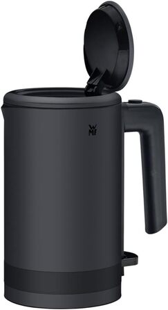 WMF Kitchenminis Mini Travel Kettle Stainless Steel 0.8l, Electric Kettle with Scale Filter, 1800 W, Small Teakettle, Stainless Steel, Black Deep Black
