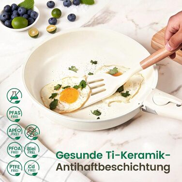 Набір посуду Chef Power 19 предметів: каструлі та сковорідки з titan-керамічним антипригарним покриттям та знімними ручками, білий (для всіх типів плит, підходить для духовки)
