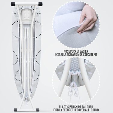 Гладильна дошка з еластичним чохлом, 55x148 см, сірий (швидка установка)