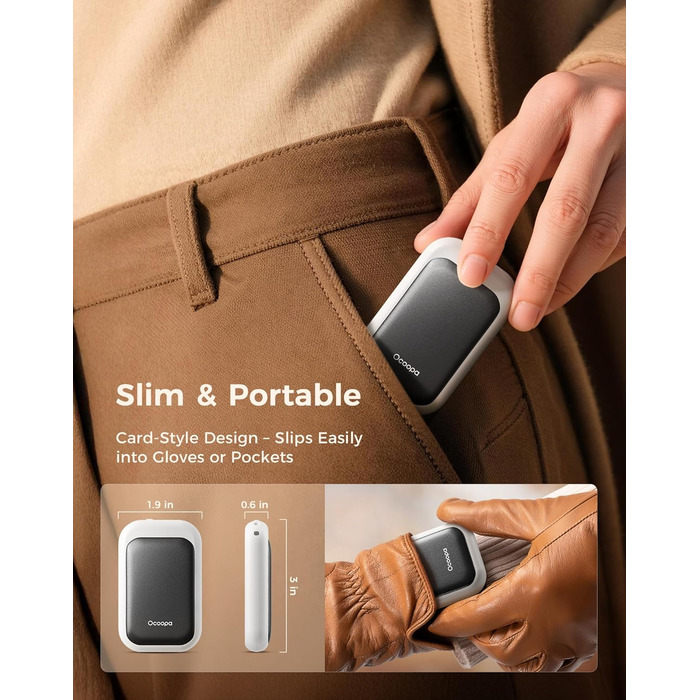 Електричні грілки для рук OCOOPA AI з магнітом, 5000mAh, 2 шт., акумуляторні, ультратонкі, подарунок для жінок, зимові