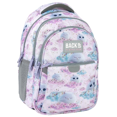 Шкільний рюкзак BackUP Dreamy для дівчинки, пастельний з принтом котиків P01