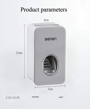 Автоматичний диспенсер пасти та тримач для зубних щіток MHTECH - комплект з 2 диспенсери, 4 стакани, вміщує 5 щіток, настінний (світло-сірий)