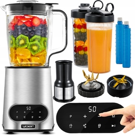 Стаціонарний блендер Yoer 2,4 л, 2200 Вт, Tritan/INOX, з ситом та 2-ма пляшками