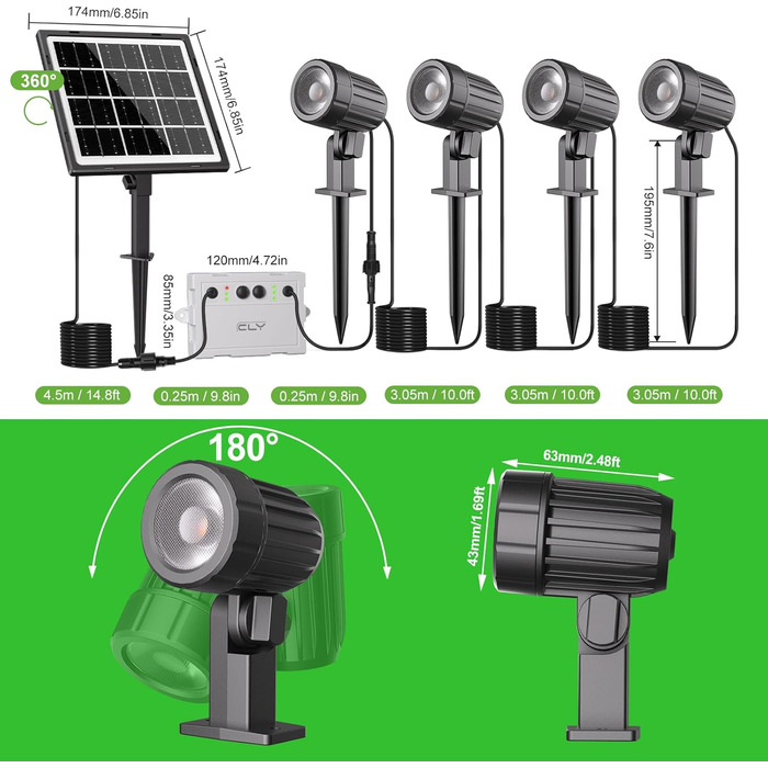 CLY Solar Lamps for Outdoors, Solar Spotlights Garden Light with Remote Control IP66 Waterproof 10 Colors 30 Dynamic Modes Timer Garden Lighting for Gardens Path Christmas Decoration 6 Pieces (Warm White/Natural/Cold White, 4 Pieces)