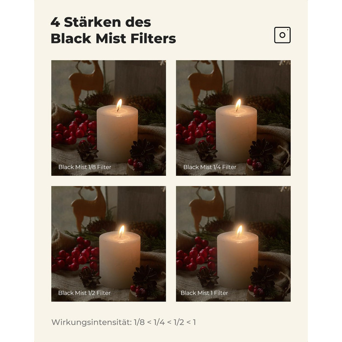 Фільтр K&F Concept Black Mist 1/4 (52mm) для відео та портретної зйомки - оптичне скло з нанопокриттям