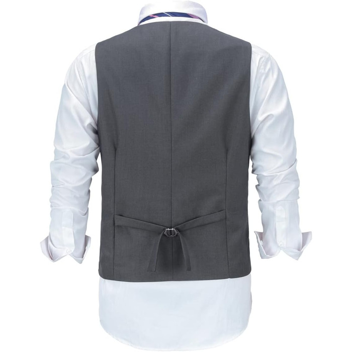 Чоловіча жилетка Allthemen V-подібний виріз, однобортна, Slim Fit, для ділового костюма, Western (XXL, темно-сіра)