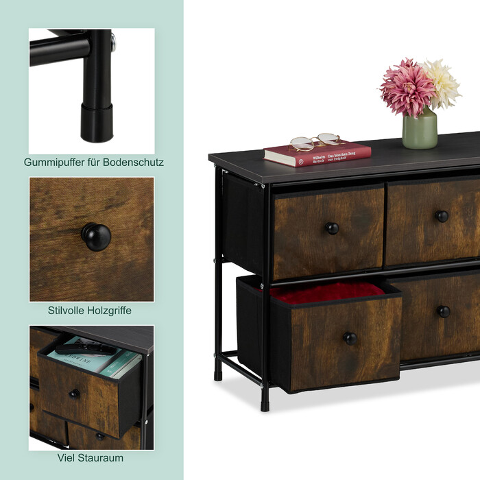 Relaxdays Sideboard with 6 Drawers