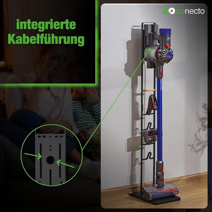 Підставка для пилососа Conecto: універсальна сумісна з Dyson Gen5, V15, V12, V11, V10, V8, V7, V6 (чорний бук)