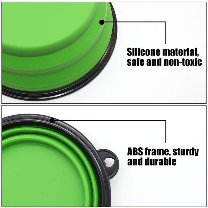 Складані годівниці для собак та котів SLSON (2 шт.) - 1000 мл, фіолетовий та зелений