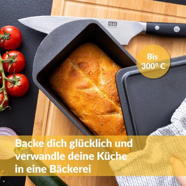 Chefaron Cast Iron Bread Baking Pan with Lid - Baking pan for bread and cake - cast iron bread pot - loaf pan baking roasting rectangular - cast iron pot bread baking - 28 x 12 cm rectangular loaf pan