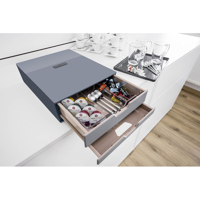 Скринька для кави та чаю Durable (2 шухляди, антрацит) 338358 - Скринька для кавової станції/офісу