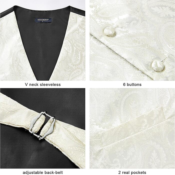 Краватка чоловіча квіткова, нагрудна хустка, кишеньковий хустинка HIDERN, жаккард, для весілля, бежева (XL)