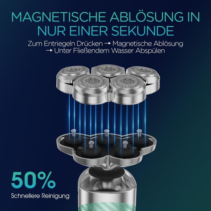Електричний чоловічий верстат для гоління VOYOR TX500 (зелений) - 5D, мокрий/сухий, USB, LED дисплей, 150 хв роботи