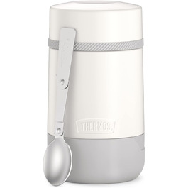 Thermos GUARDIAN FOOD JAR 0.50 l, snow white, Food container 500 ml white, stainless steel, with spoon, Bonus Bowl for muesli, toppings, absolutely leak-proof, leak-proof 500 ml with spoon Snow White Mat