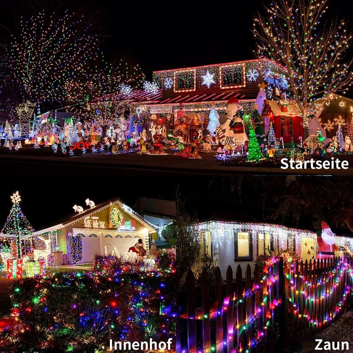 Льо́хтова́ гірля́нда JXLEDAYY для зовні́шнього викори́стання, 36 метрів, 1200 LED, 8 режимів, таймер, пульт дистанційного керування, водонепроникна, для балкона, двору, саду, вечірки, весілля (тепле біле світло)