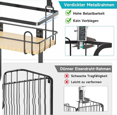 Настінна підставка для прасувальної дошки з кріпленням над дверима, чорна, з великим кошиком та знімними гачками