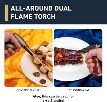 Потужний пальник Бунзена на бутані, регульований, 2-в-1 з бездротовим вимикачем для випічки, приготування їжі, барбекю та крем-брюле (сталевий коричневий)