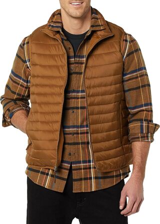 Чоловіча жилетка Amazon Essentias з водовідштовхувальним покриттям, легка та компактна (XL, світло-коричнева)