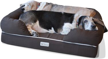 Ліжко для собак та котів PetFusion Ultimate Solid Memory Foam 2.5' - ортопедичне, коричневе, 91 x 71 x 23 см