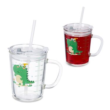 Relaxdays 2-Piece Set of Children's Glasses with Dinosaur Motif