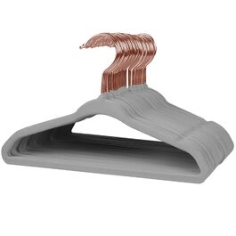32 шт. велюрові вішалки для дитячого одягу Stormix, 28 см, сірі, з антиковзким покриттям та гачками рожевого золота
