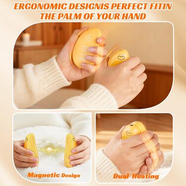 Електричні грілки для рук 2 шт. з акумуляторами 8000 mAh, USB, 3 режими, для зими, жовті