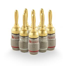 Бананові роз'єми Nakamichi FanLock Excel-Serie, 24K золоте напилення, для кабелів 10-18 AWG, 4 мм, для Hi-Fi стерео та домашнього кінотеатру, 8 шт (4 пари)